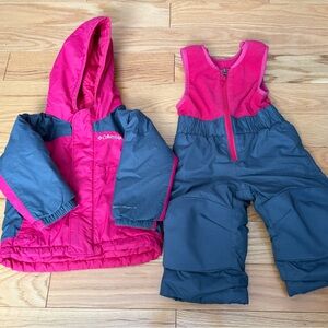 Columbia Toddler Snowsuit Set 12-18 Months Pink Omni-Shield Jacket & Snow Pants